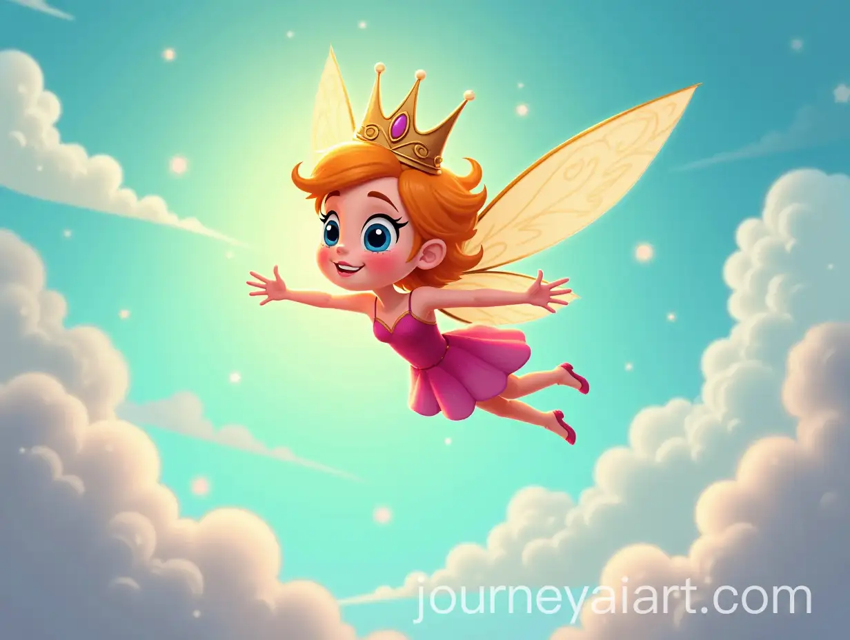 Cartoon-Fairy-Queen-Flying-in-Dreamy-Fantasy-Sky