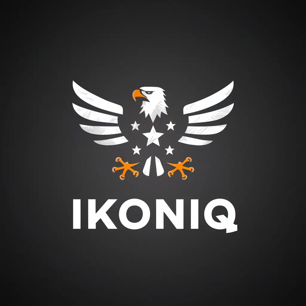 LOGO Design For IKONIQ White Eagle with Stars in Vector Style