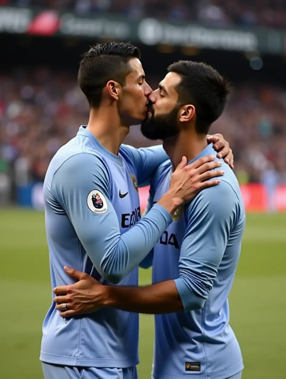 Cristiano Ronaldo and Virat Kohli hugging each other