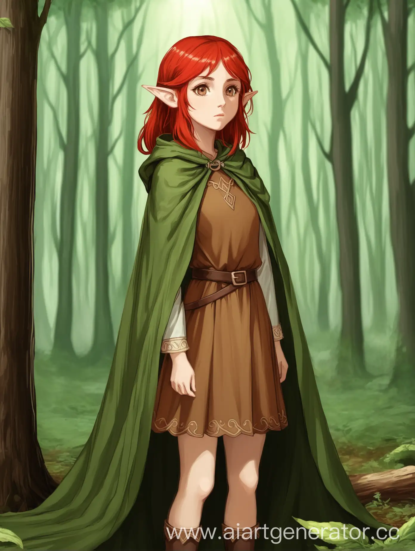 Elf-Girl-with-Red-Hair-in-Forest-Setting