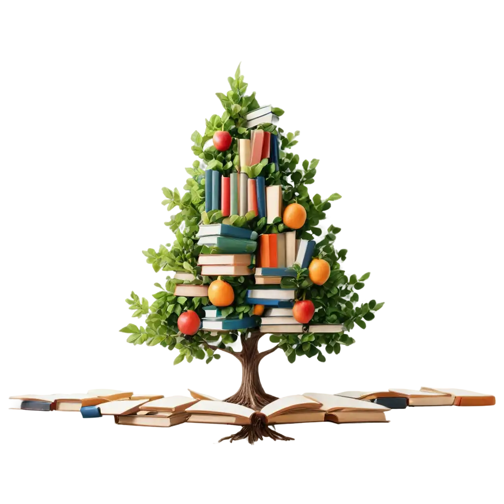 Stylized-Tree-with-Books-as-Fruit-PNG-Image-Creative-Concept-for-Visual-Representation