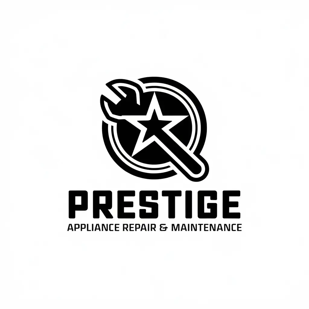 LOGO Design for Prestige Appliance Repair Maintenance Modern Vector with Clear Background and Appliance Symbol