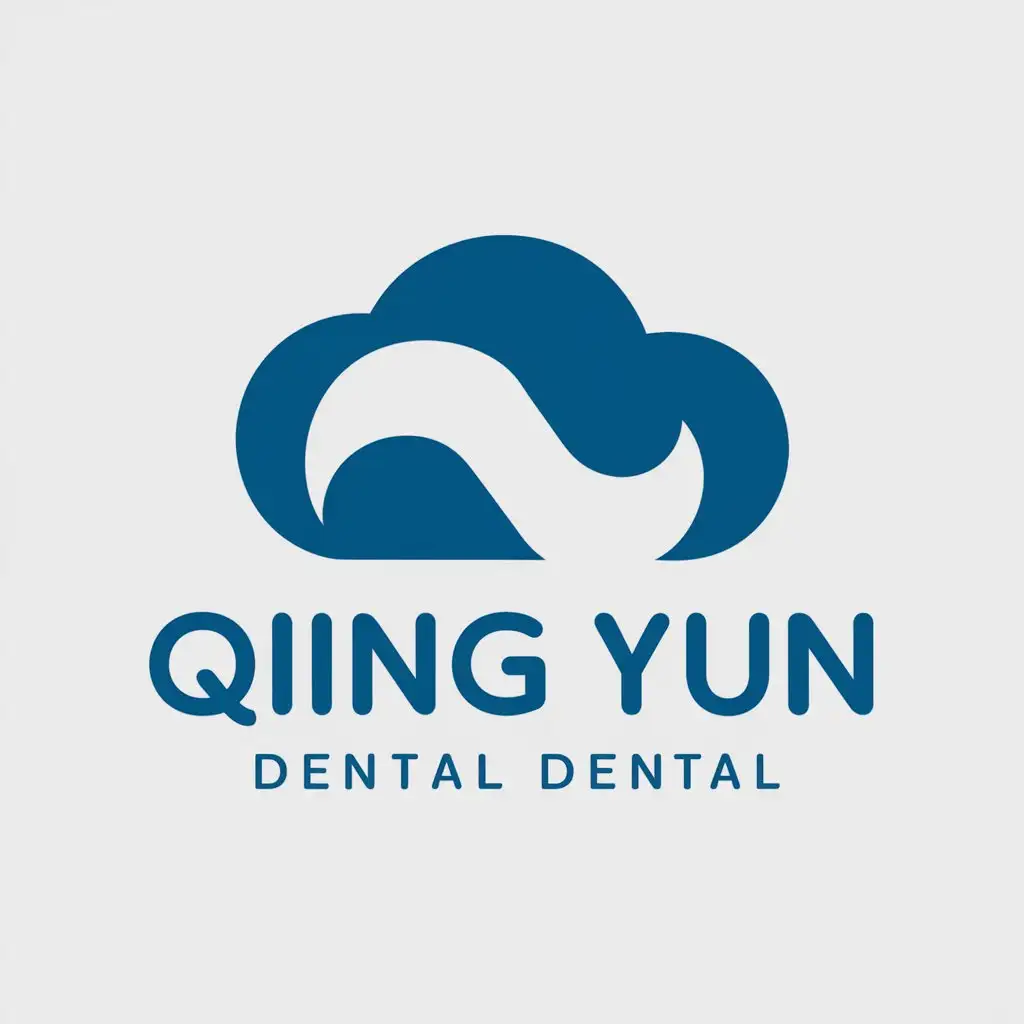 a vector logo design,with the text "Qing Yun", main symbol:BlueClouds,Moderate,be used in Medical Dental industry,clear background