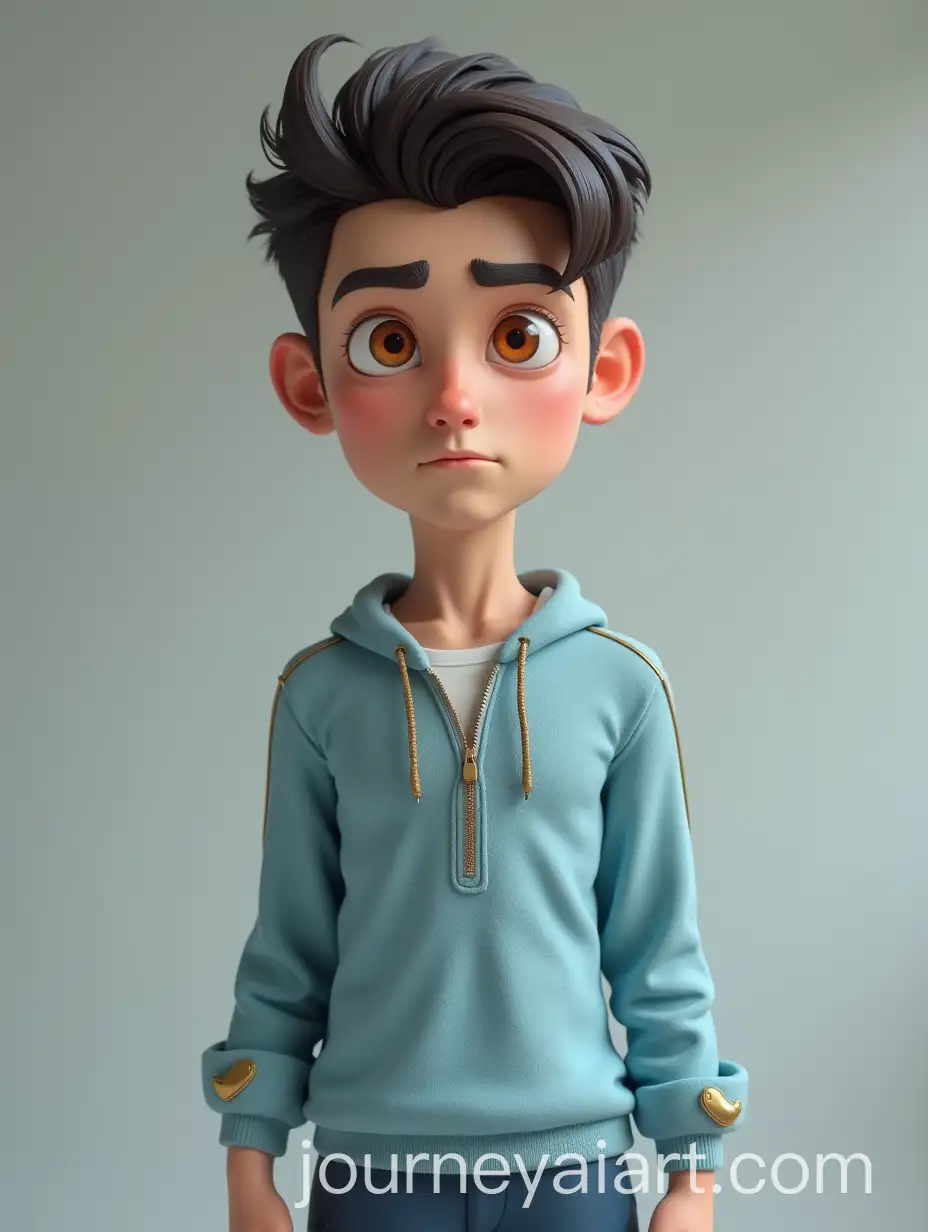 Athletic-Man-with-Orange-Eyes-in-LightBlue-Top-Studio-Portrait