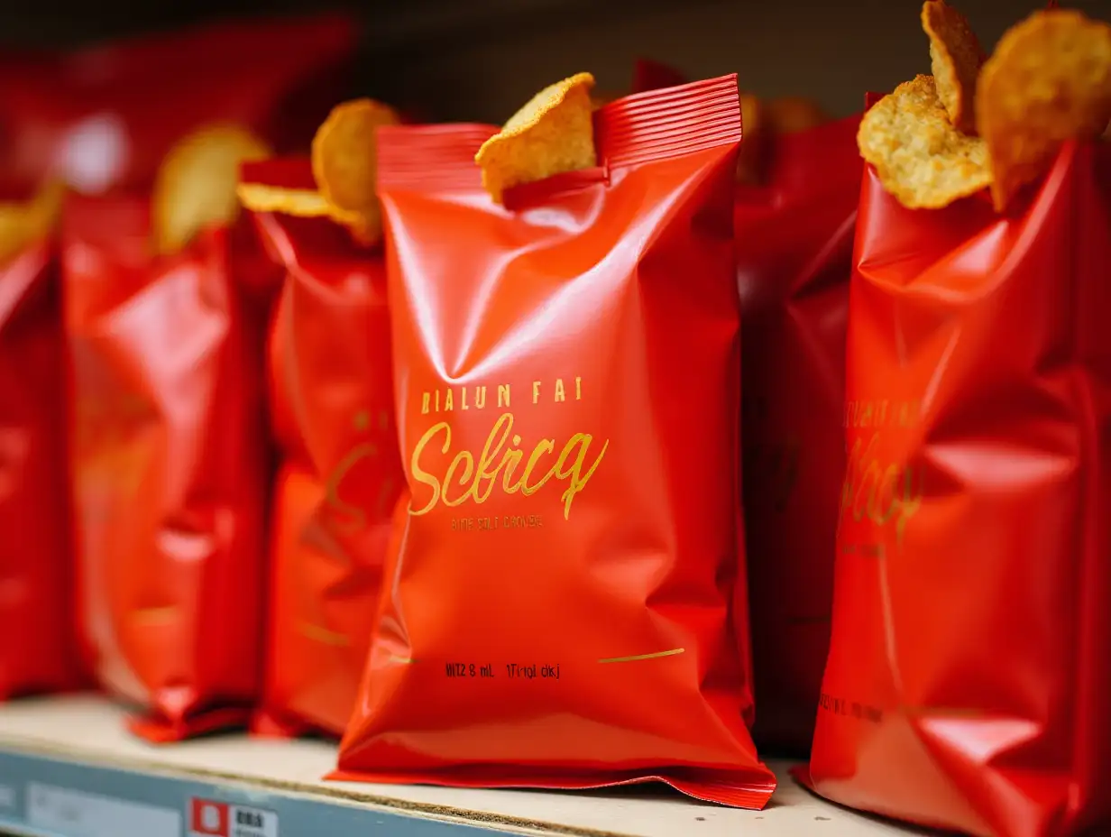 Red-Bags-of-Spicy-Chips-on-Display