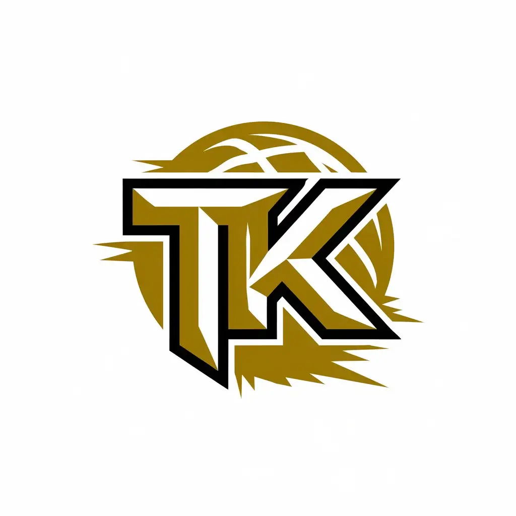 LOGO Design for TK Gold TrophyInspired Font with Basketball Silhouette for Sports Fitness Industry