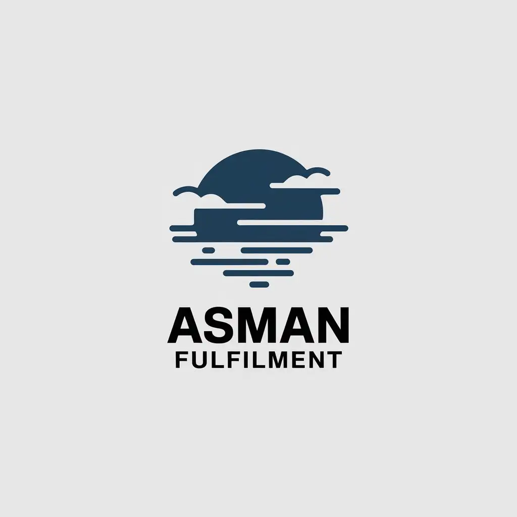 a vector logo design,with the text "Asman fulfilment", main symbol:Sky,Minimalistic,be used in Retail industry,clear background