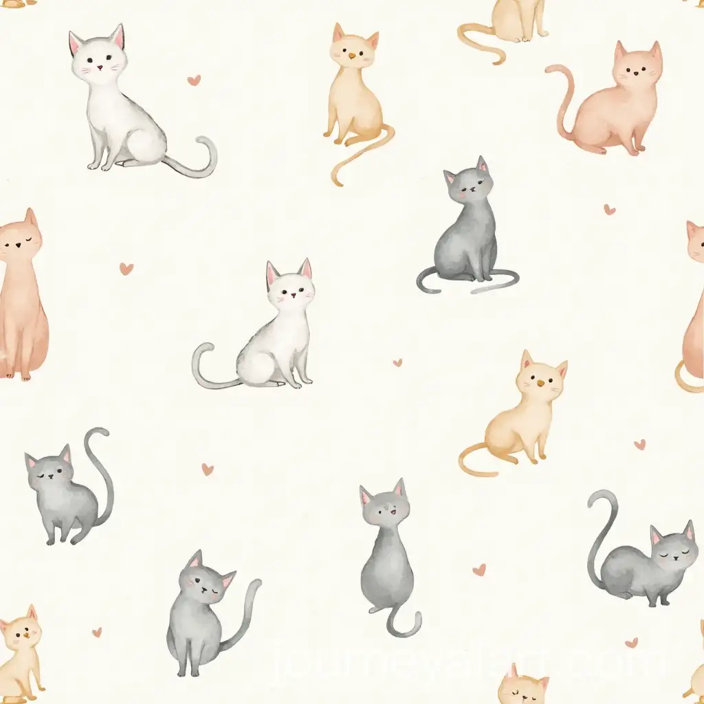 Whimsical-Watercolor-Cats-in-a-Serene-Dreamlike-Setting