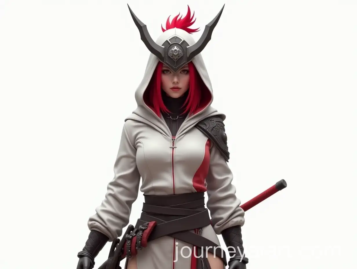 Futuristic-Samurai-Warrior-Woman-with-Red-Hair-and-Cybernetic-Arm