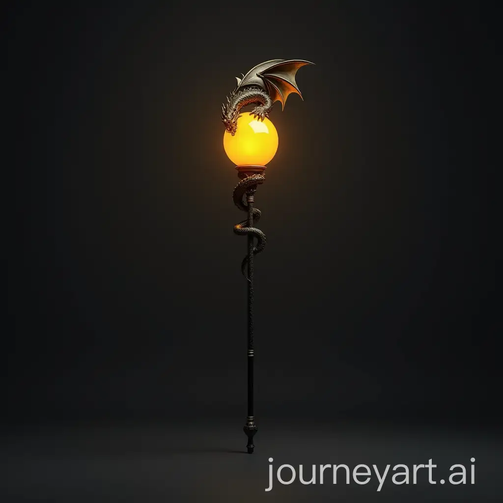 Photorealistic-Black-Staff-with-Yellow-Orb-and-Dragon