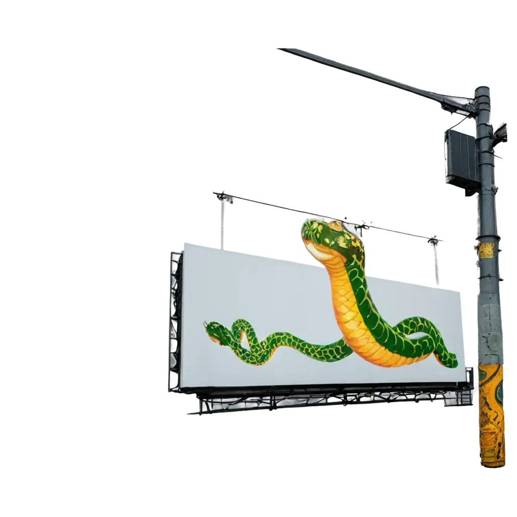 Advertising-Billboard-with-Snake-Hanging-from-Above-PNG-Image-HighQuality-Versatile-Format-for-Digital-Design