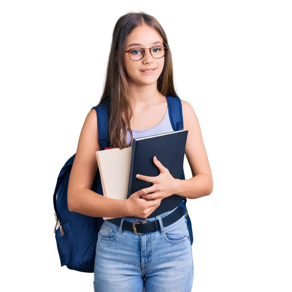 Teenage-Girl-with-Backpack-Holding-Books-HighQuality-PNG-Image-for-Diverse-Applications