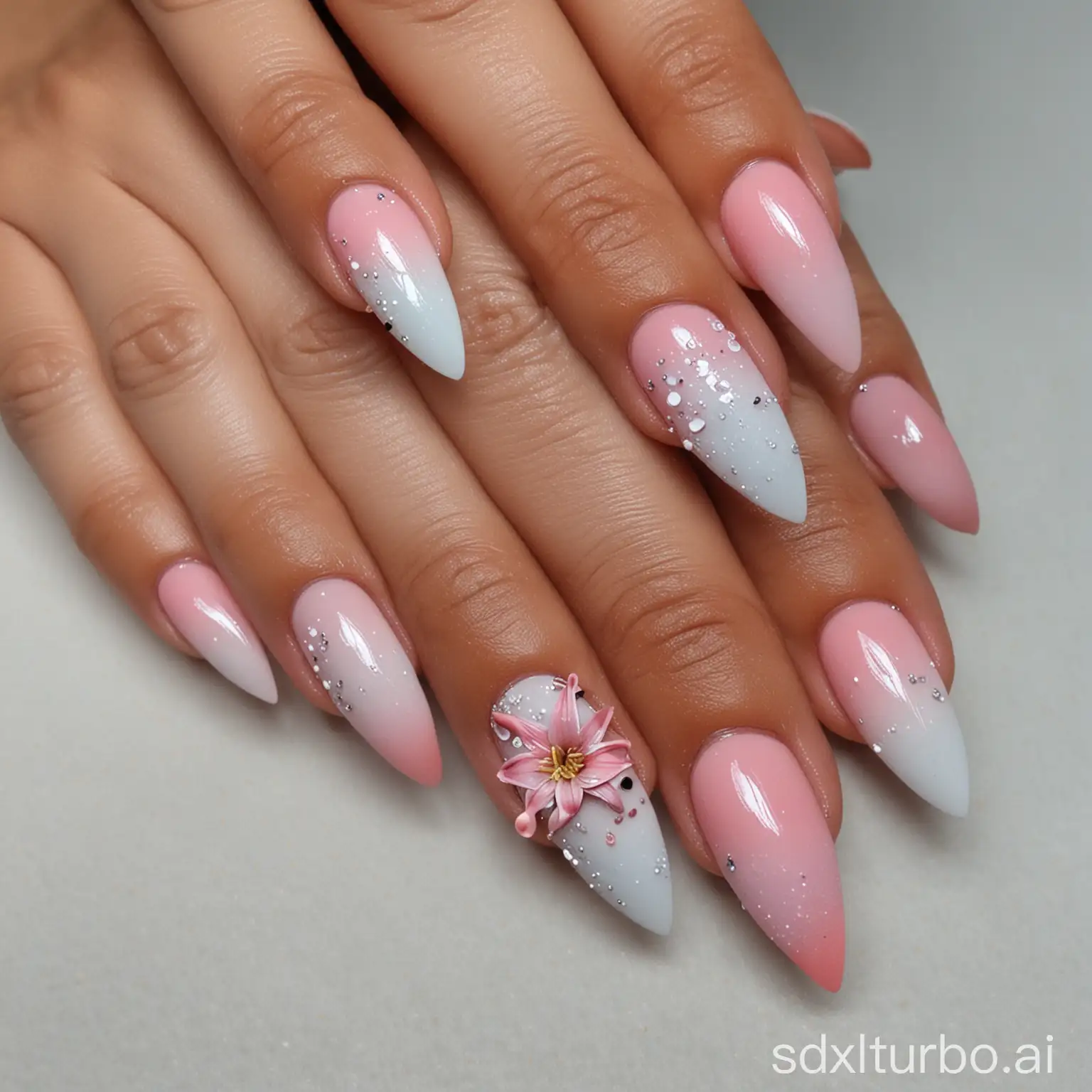 Elegant-Ombre-Hand-Nail-Design-with-3D-Lilies