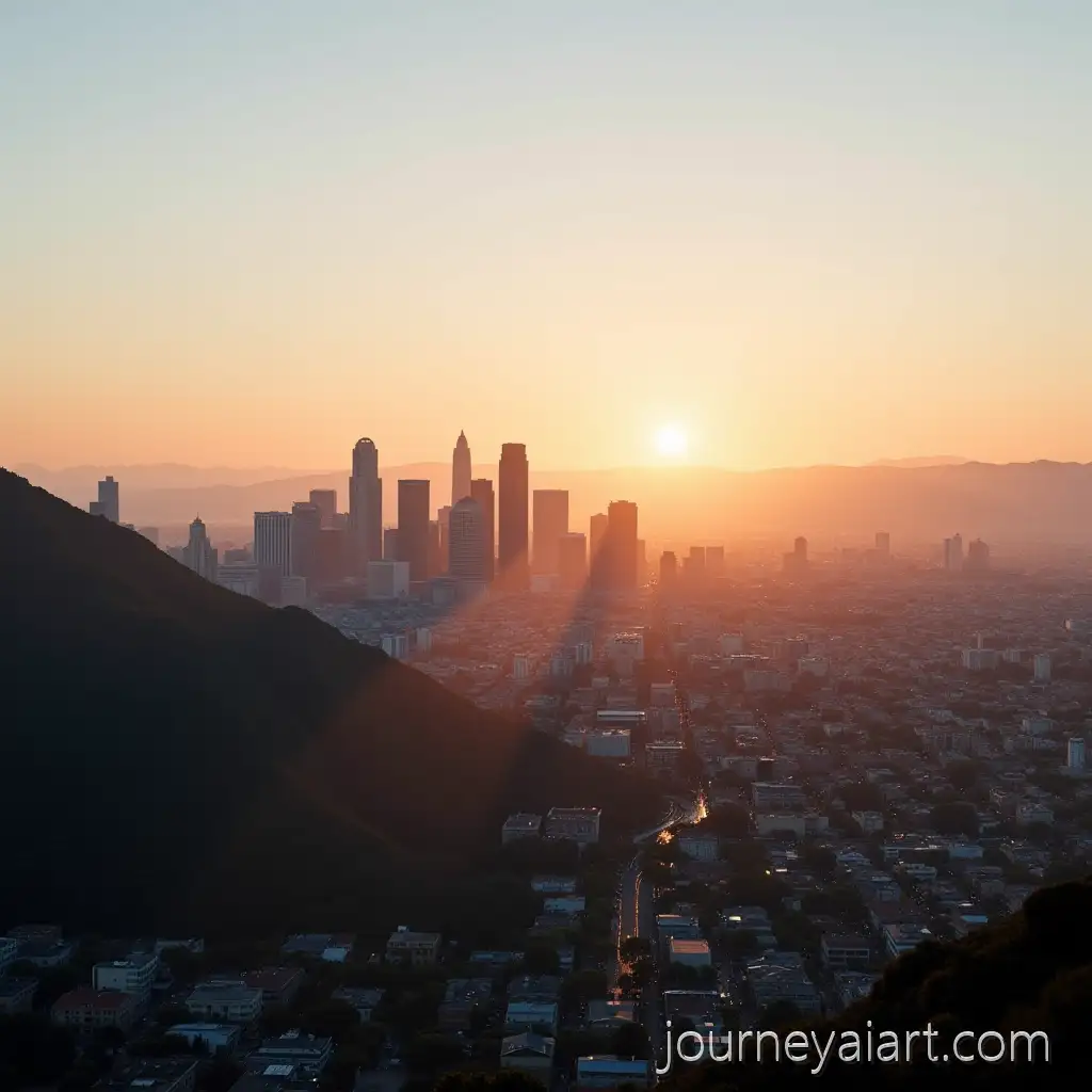 Morning-View-ofAI-Image-Prompt-Expansion-Los-Angeles-Skyline-with-Soft-Light-and-Urban-Landscape