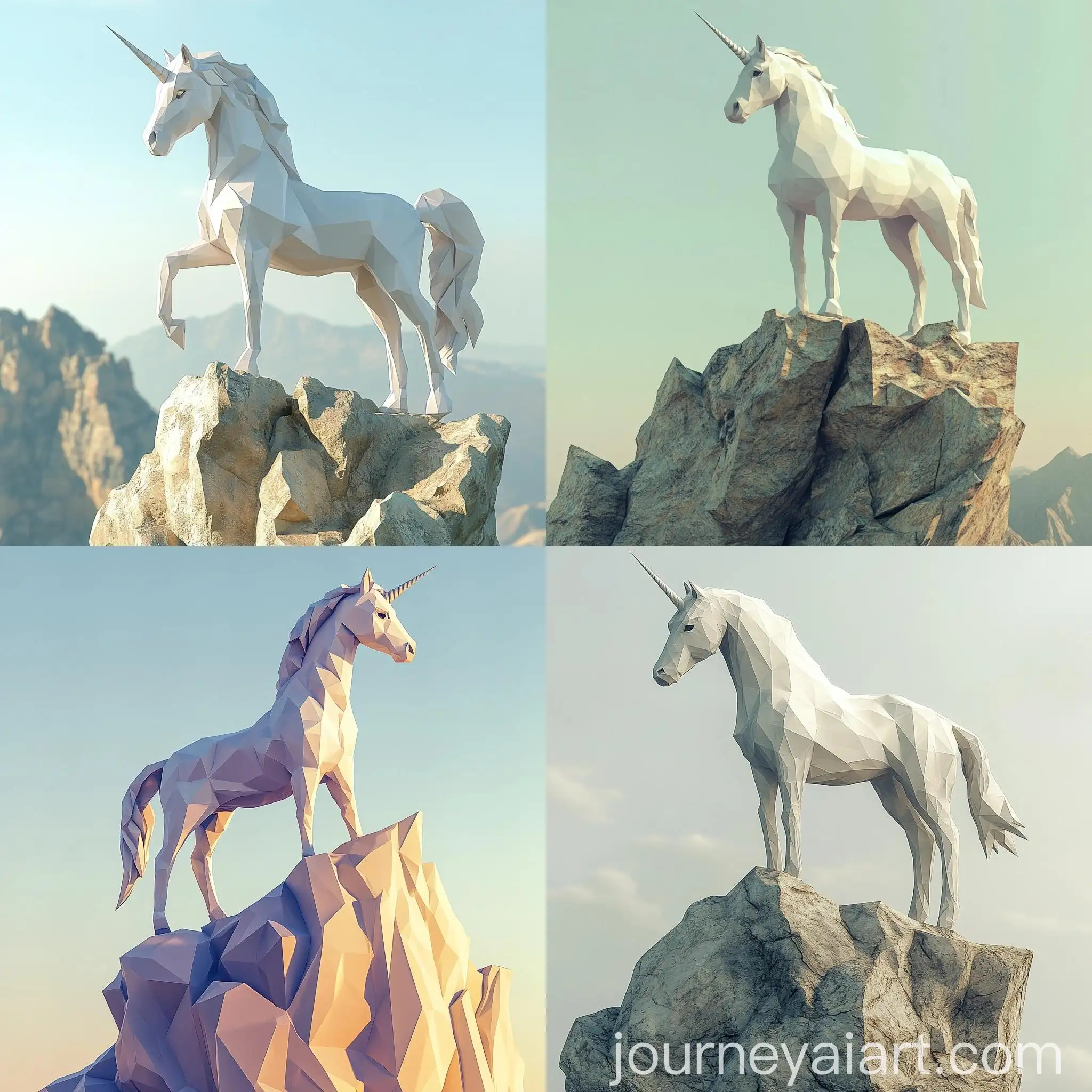 Majestic-LowPoly-Unicorn-on-Rugged-Cliff