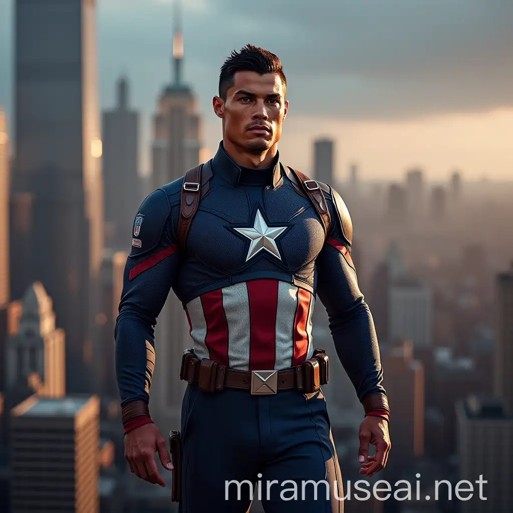 Cristiano Ronaldo as Captain America in the City