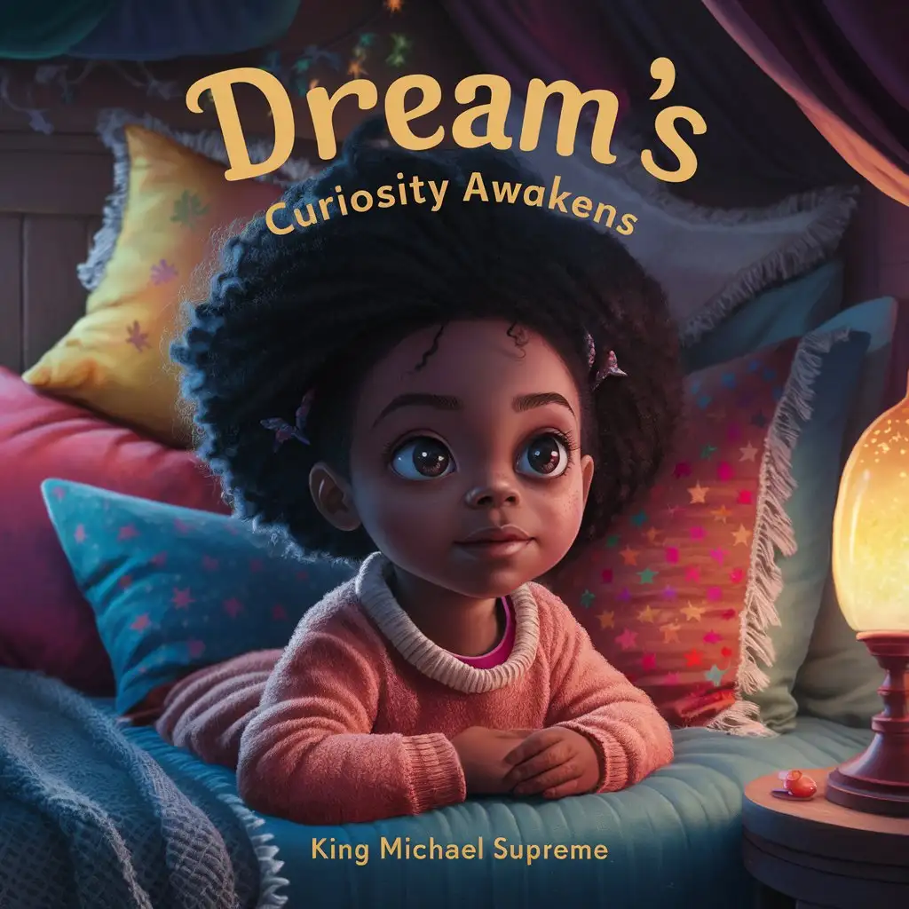 Childrens Book Cover Dreams Curiosity Awakens in a Cozy Bedroom Setting
