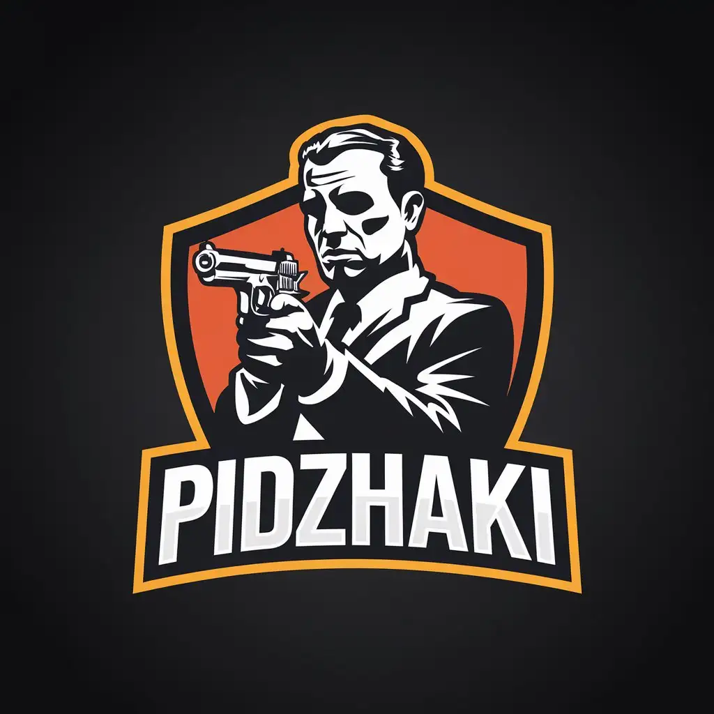 LOGO-Design-for-PIDZHAKI-Mafia-Boss-Silhouette-with-Gun-on-Clear-Background