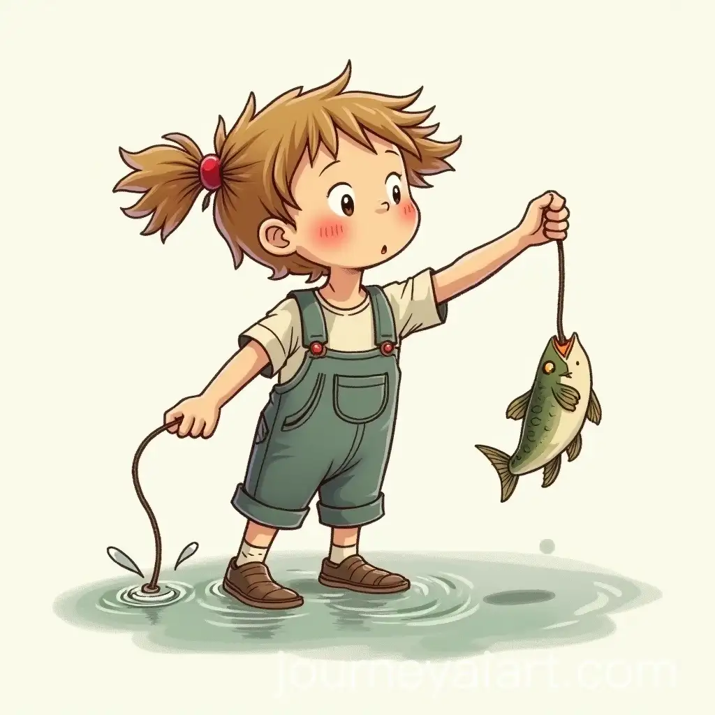 Boy-with-Pigtails-and-Ducks-Bill-Catching-Fish