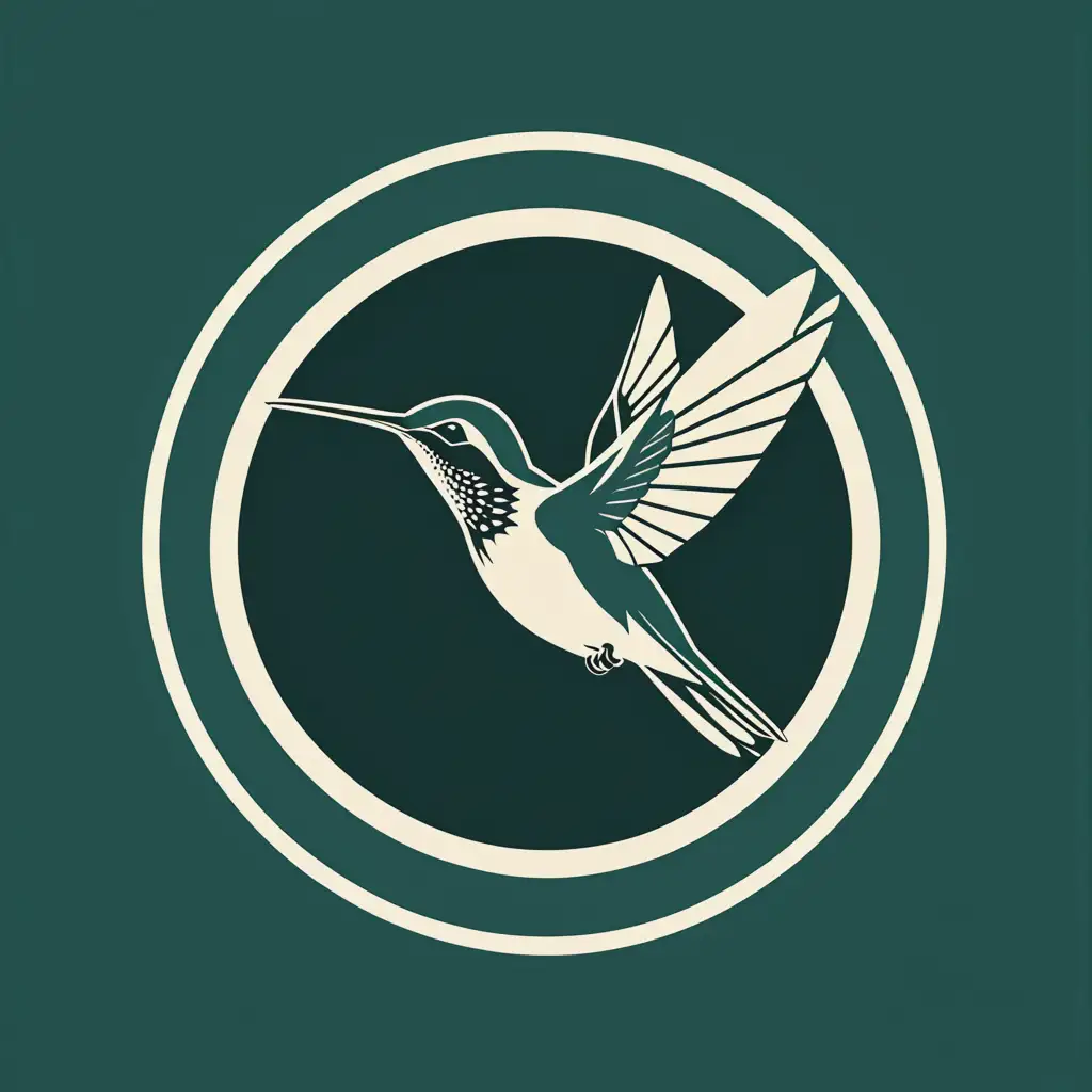 Kolibri Bird Logo Design in Circular Frame