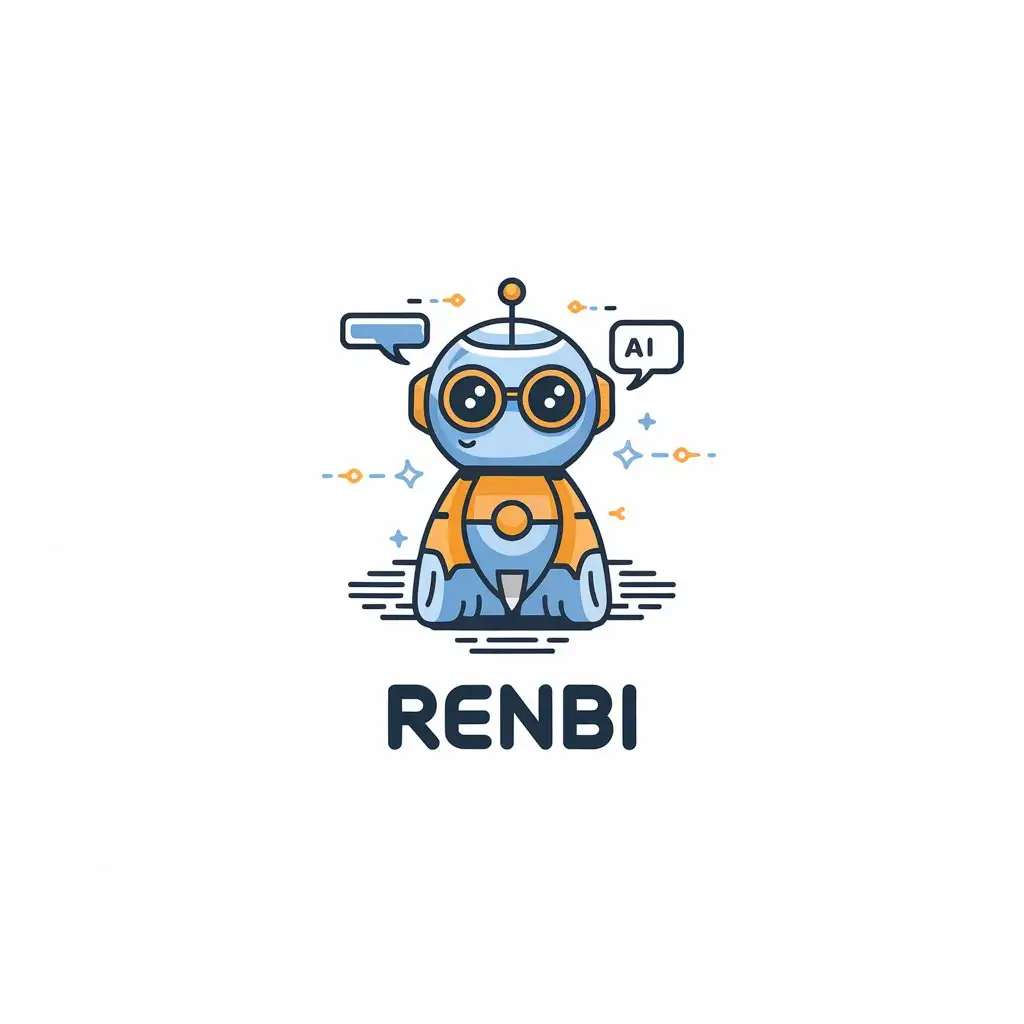 LOGO Design for Renbi Cute Robot with AI and Technology Theme