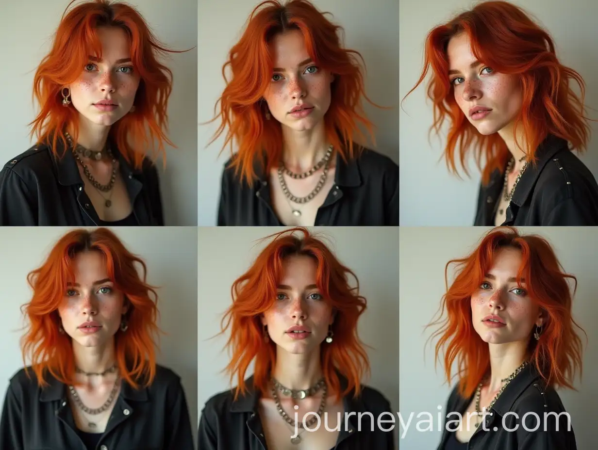 Young-Woman-with-Vibrant-OrangeRed-Hair-in-Casual-Chic-Style-SixPanel-Photo-Collage