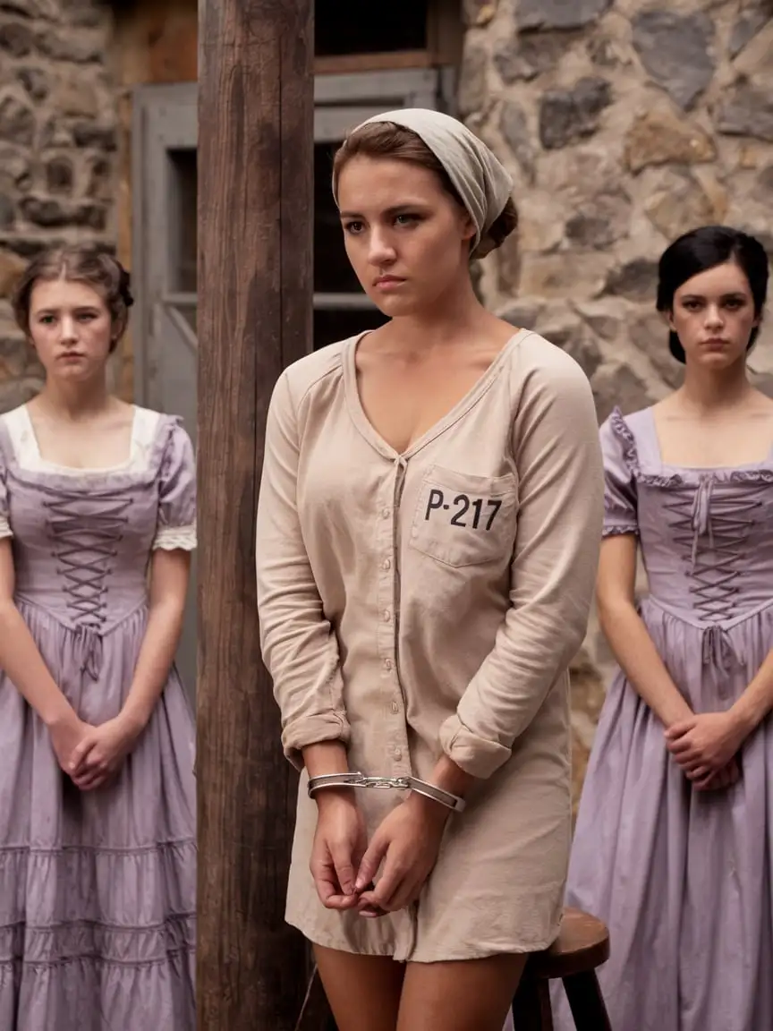 Young Woman in Prison Yard with Aristocratic Ladies