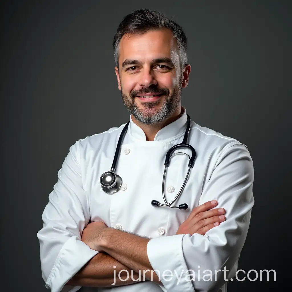 Executive-Chef-Wearing-a-Stethoscope-in-a-Professional-Kitchen