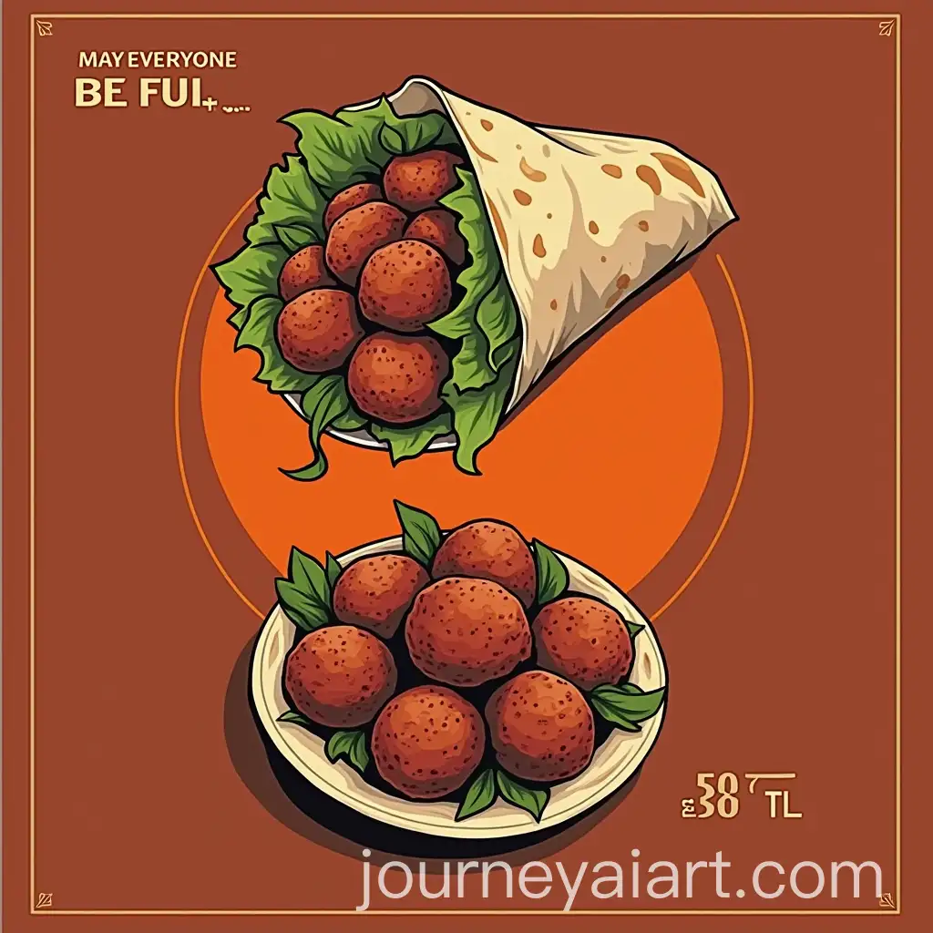 Golden-Tone-Raw-Meatball-Wrap-Poster-with-Orange-Background