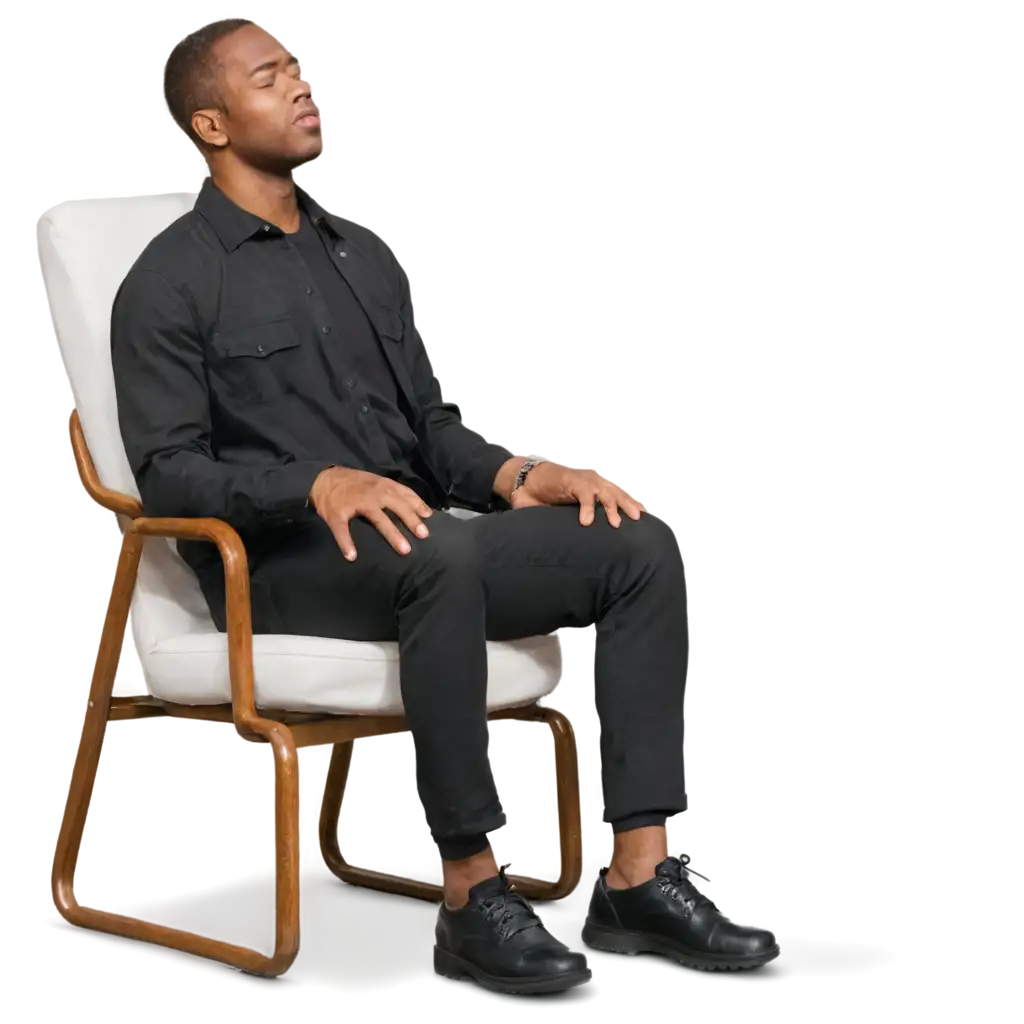 A-Serene-PNG-Image-of-a-Black-Man-in-a-Comfortable-Chair-with-Eyes-Closed