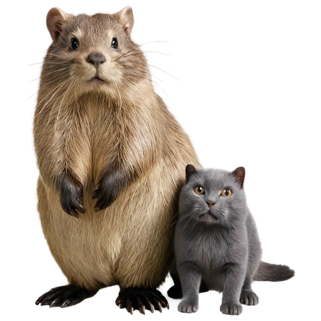 Nutria-and-Grey-Cat-PNG-A-Unique-Blend-of-Wildlife-and-Domestic-Charm