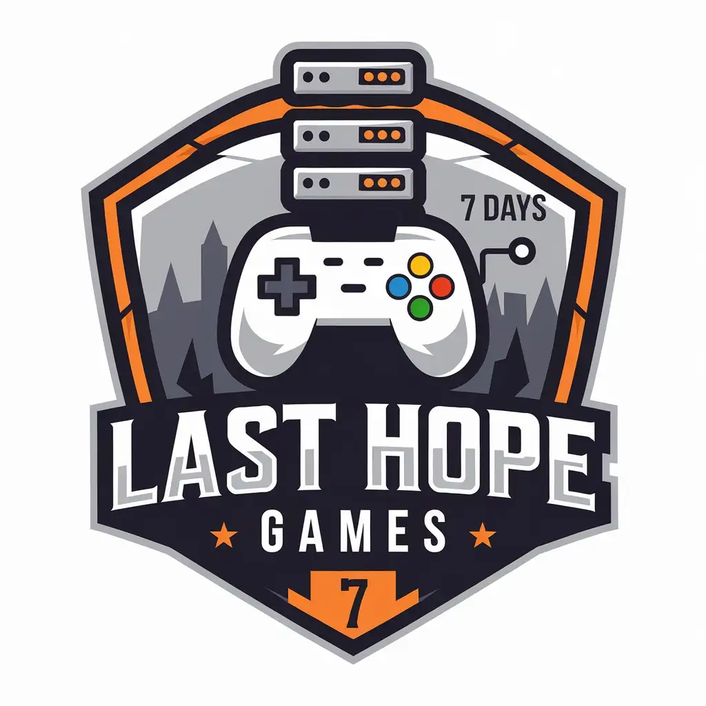 LOGO Design for Last Hope Games Vector Style with Game Server and 7 Days Theme