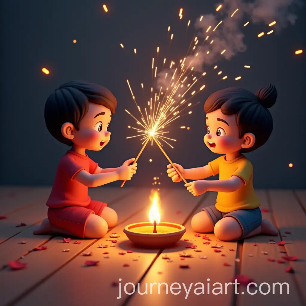 Kids-Joyfully-Playing-with-Firecrackers-During-Diwali-Celebration