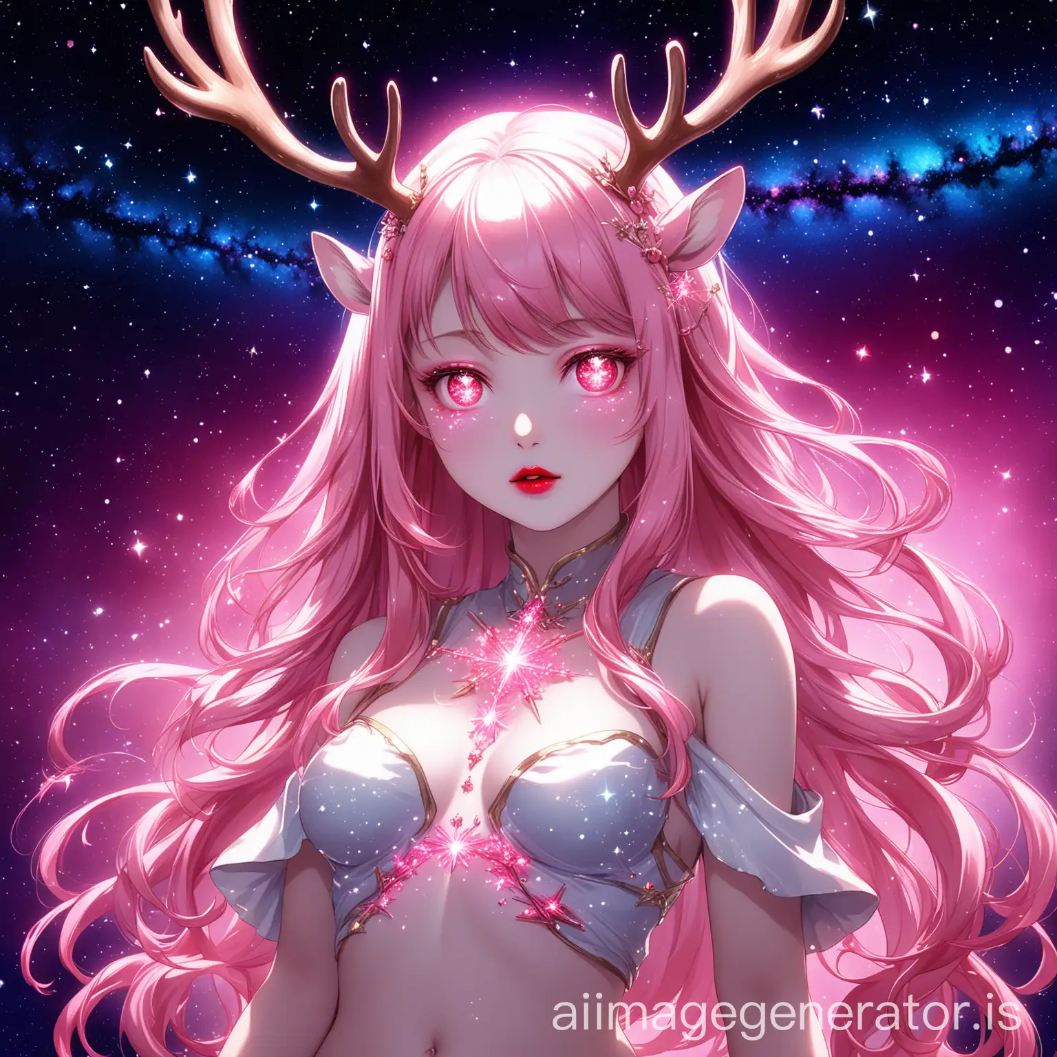 Deer-Fairy-with-Sparkling-Anime-Style-and-Pink-Hair