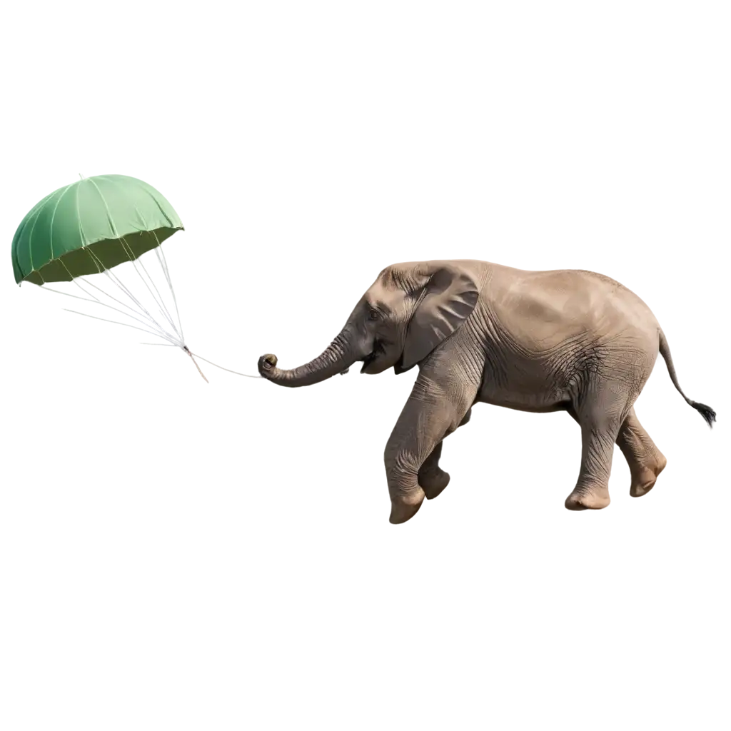 elephant opening parachute in the air