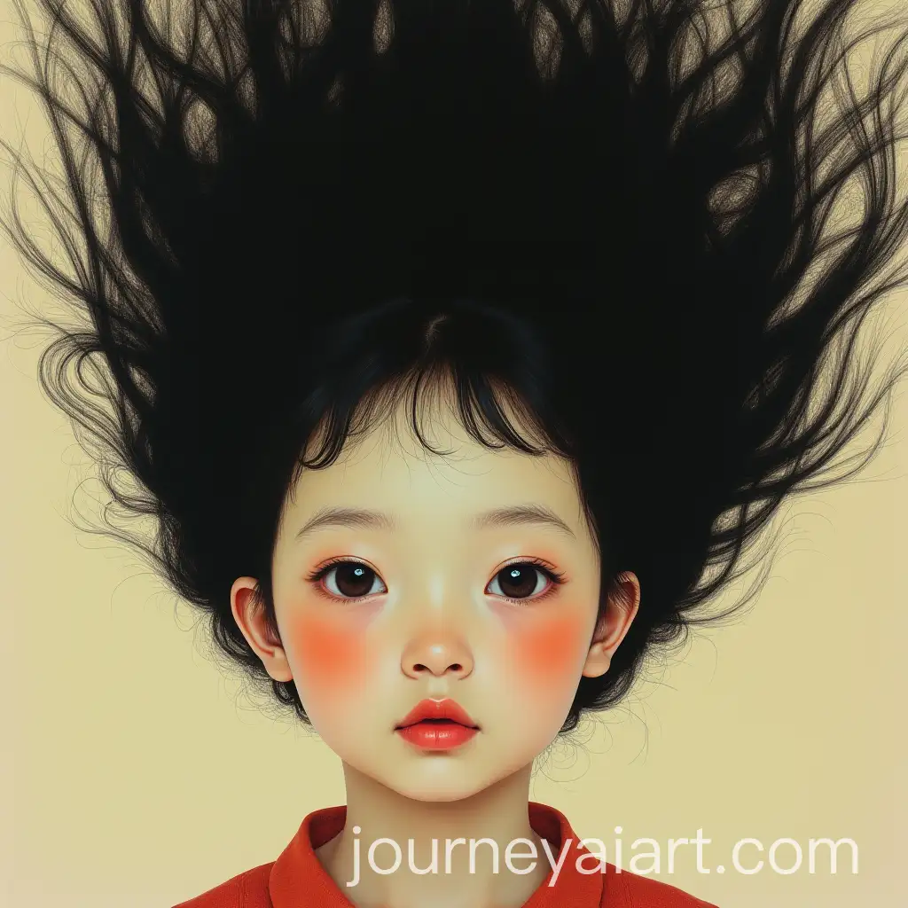 Surreal-CloseUp-of-Asian-Girl-with-Hair-Growing-Upwards-in-Rene-Magritte-Style