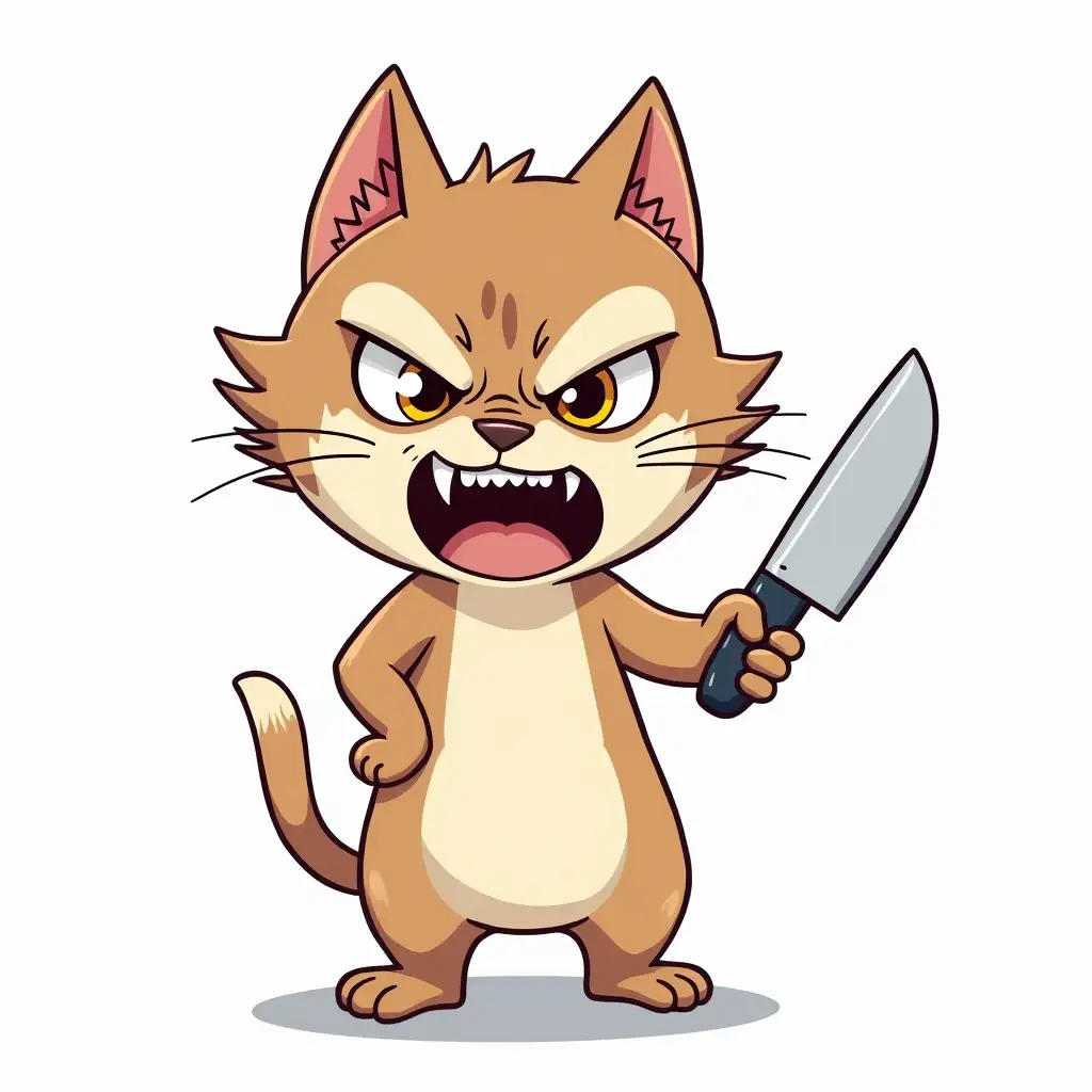 Furious-Cat-Wielding-a-Knife-Against-a-Plain-White-Background