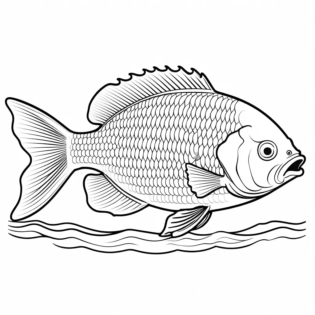 Simple-Black-and-White-Crucian-Carp-Coloring-Page