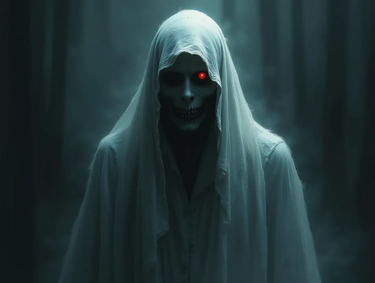 draw a ghost banished, dark and scary picture. cinematic, photorealistic