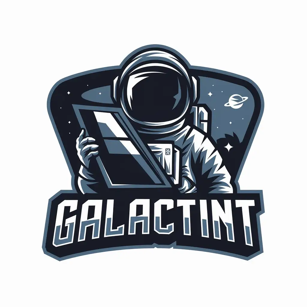 Galactint logo design. Company that does window tinting. Have an astronaut part of the logo. 2 color logo