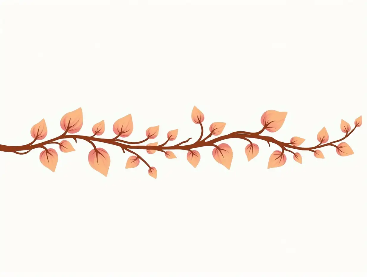 long horizontal vine with buds. vector, png, logo. orange and pink colors