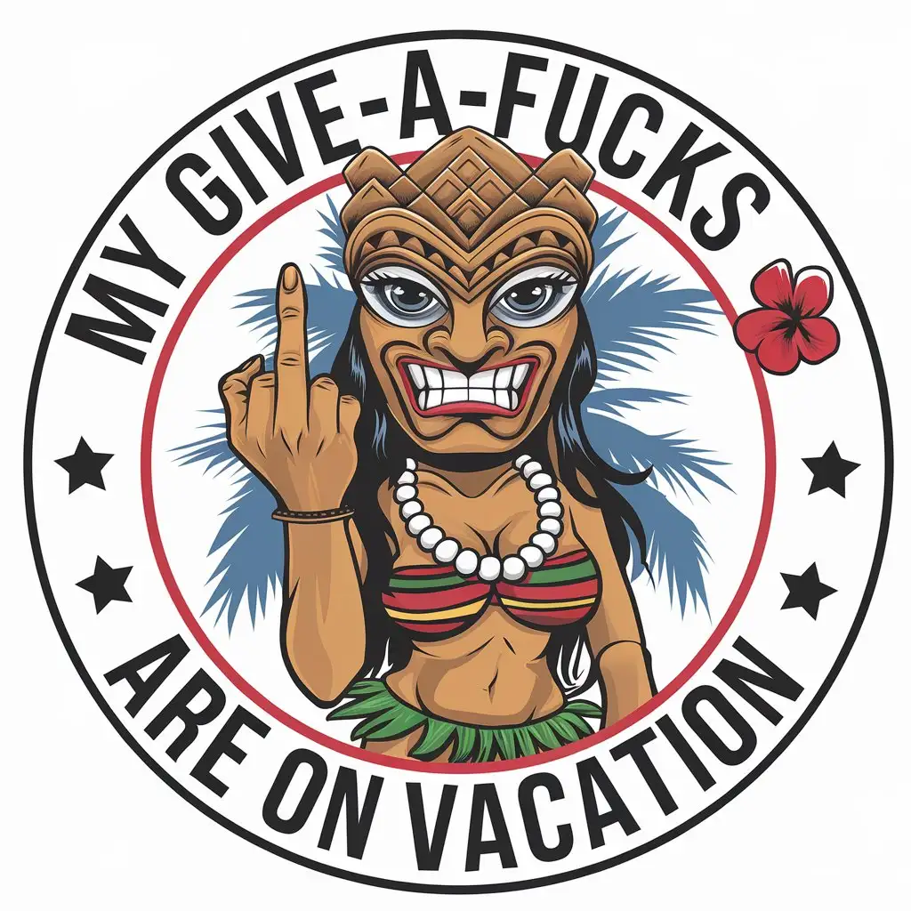 LOGO Design for MY GIVEAFUCKS ARE ON VACATION Female Tiki Hula Dancer with Middle Finger for Retail Industry