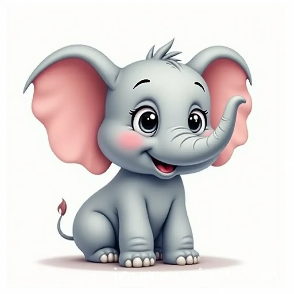 Funny-Cartoon-Drawing-of-a-Baby-Elephant-with-Exaggerated-Features