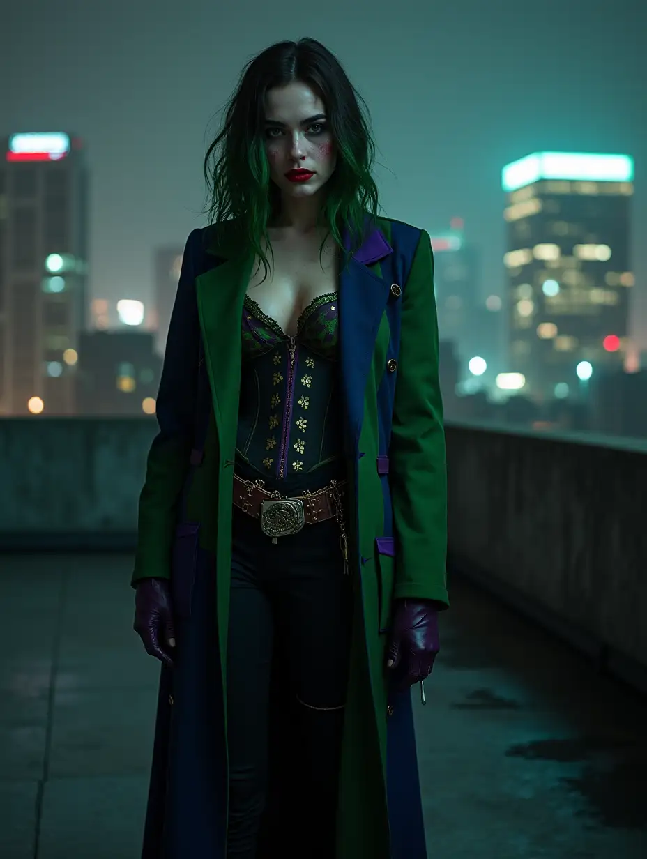 Teagan-Croft-as-Female-Young-Joker-on-Gotham-Rooftop-at-Night