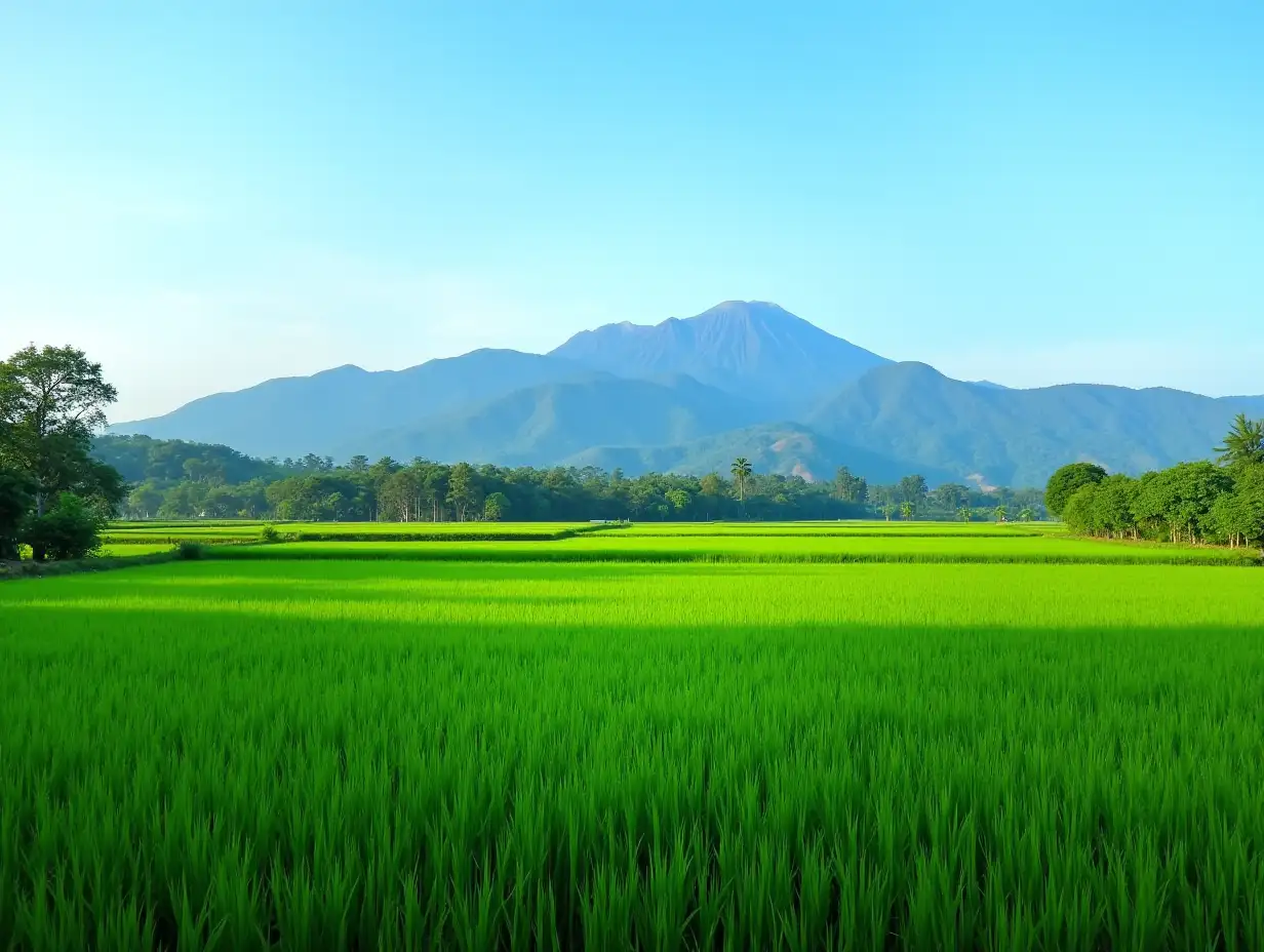 Lush-Green-Rice-Fields-in-Java-with-Majestic-Mountains