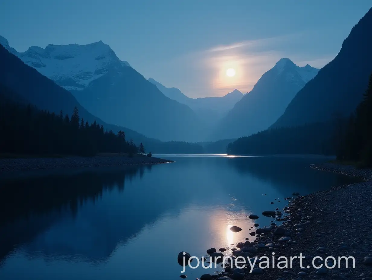 Serene-Moonlit-River-Flowing-Through-Majestic-Mountains