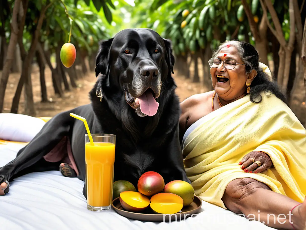 Indian Bodybuilder and Curvy Woman Enjoying Mangoes in a Groovy Afternoon