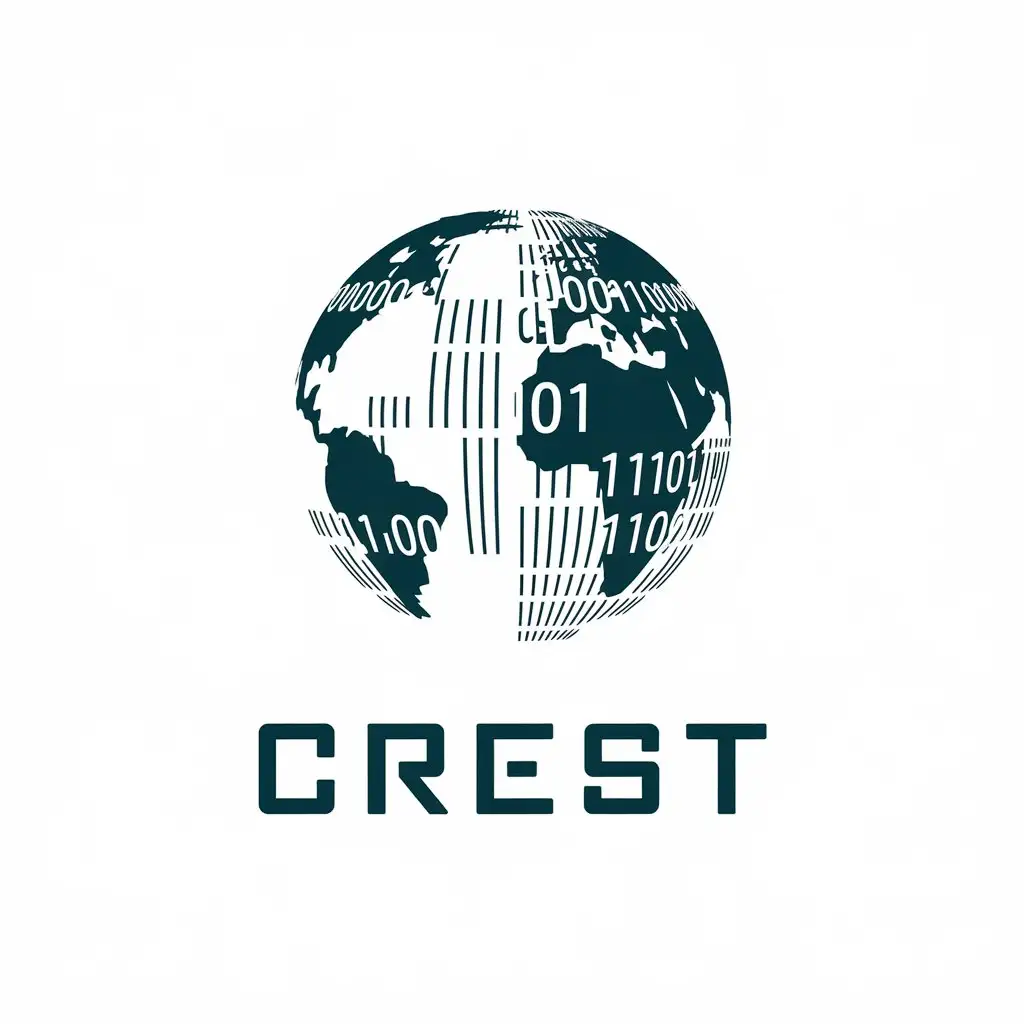 LOGO Design for CREST Digital Binary Globe with Technology Industry Appeal