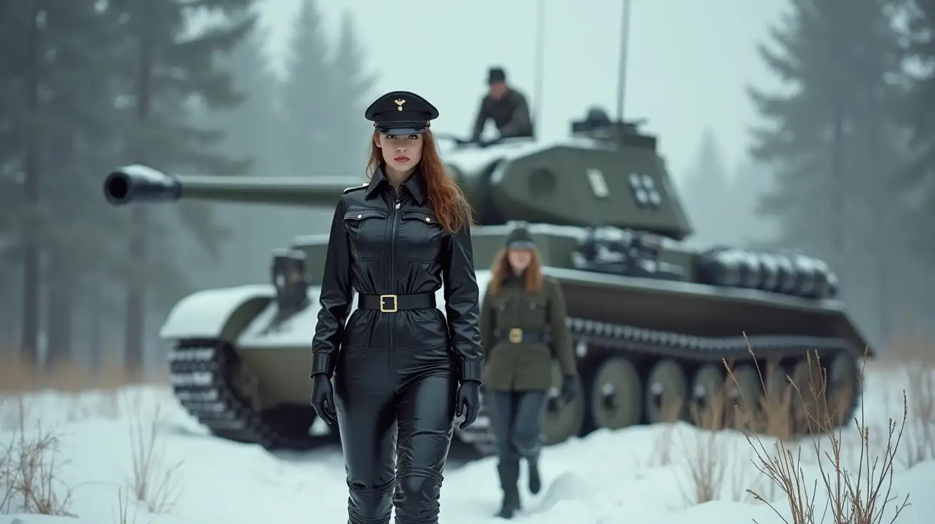 WWII-BDSM-Mistress-in-Snowy-Battlefield-with-German-Soldiers