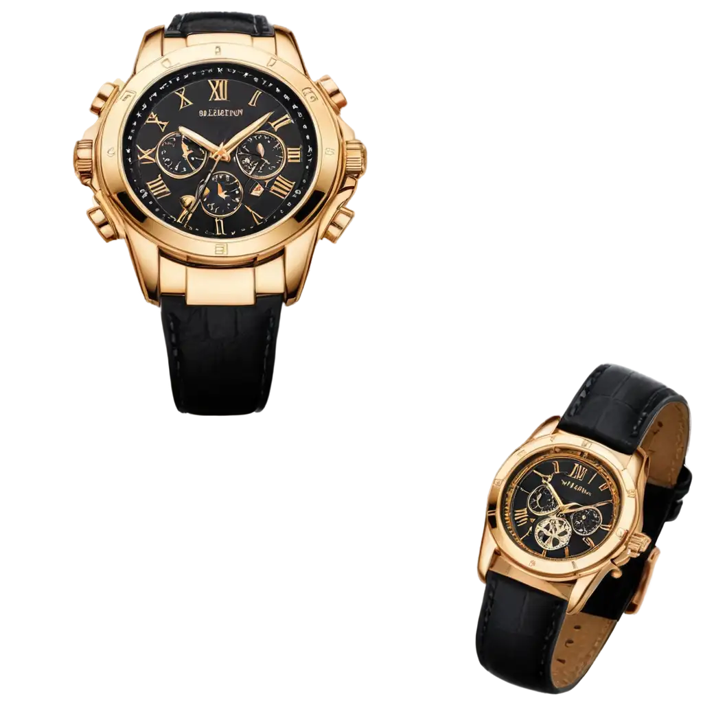 Premium-Luxury-Golden-Black-Bulky-Wrist-Watch-PNG-HighQuality-Transparent-Image-for-Stylish-Design-Projects